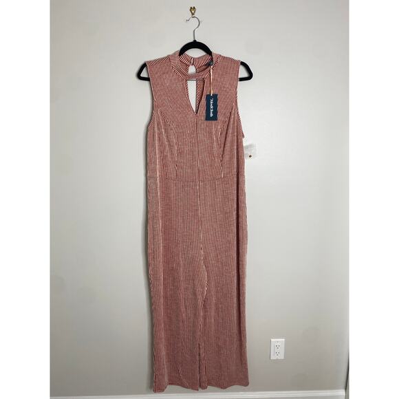 ModCloth For the Bliss of It Jumpsuit High Neck Wide Leg Preppy Red Stripes 2X - Picture 2 of 10